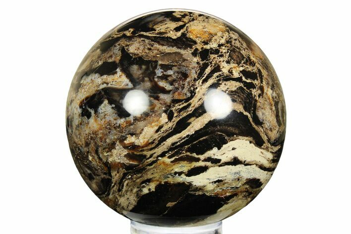 Polished Black Opal Sphere - Madagascar #261595